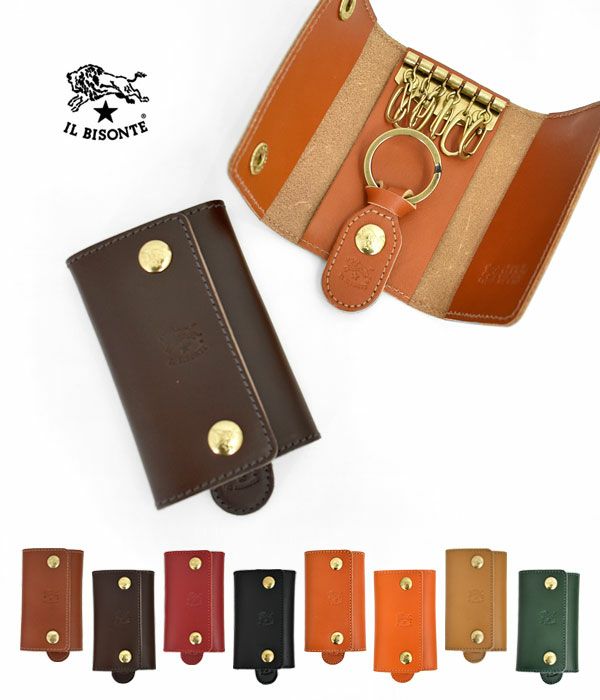 イルビゾンテ Il Bisonte レザーリング付きワイドキーケース 3 トップジミー