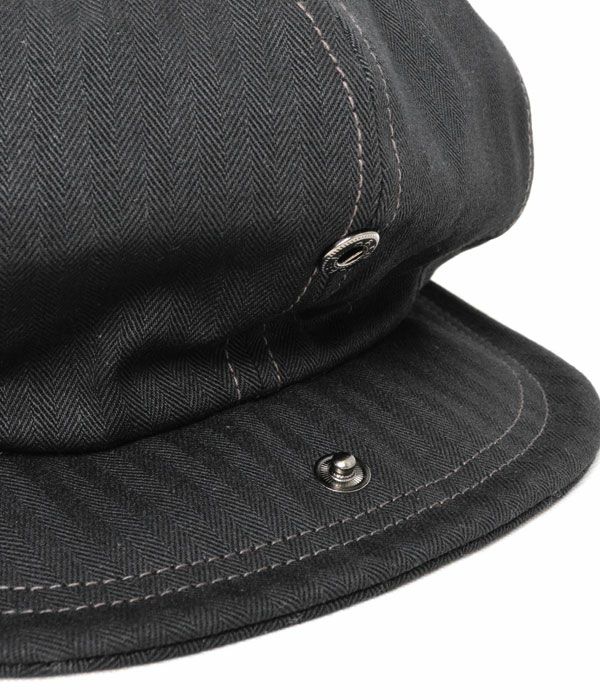 フリーホイーラーズ (FREEWHEELERS) -Dylan- 1940s STYLE CASQUETTE Vintage Style Yarn-Dyed Herringbone Twill BLACK H.B.TWILL ディラン ブラックヘリンボーンツイル キャスケット 帽子 2517002