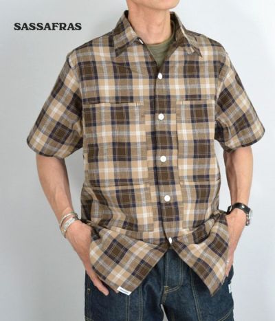 ササフラス (SASSAFRAS) Leaf Pruner Half 1/2 半袖チェックシャツ ...