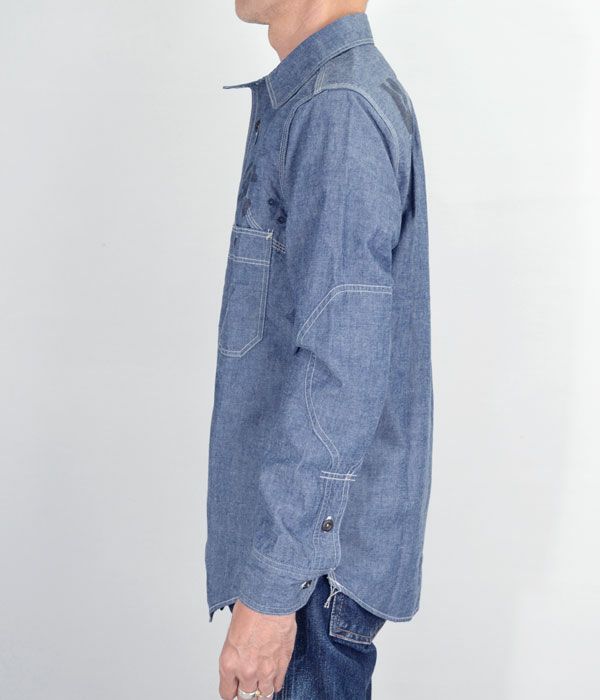 フリーホイーラーズ (FREEWHEELERS) -U.S.COAST GUARD 6- HAMMERSMITH カスタムシャツ 長袖プリントシャツ シャンブレーシャツ 1933007