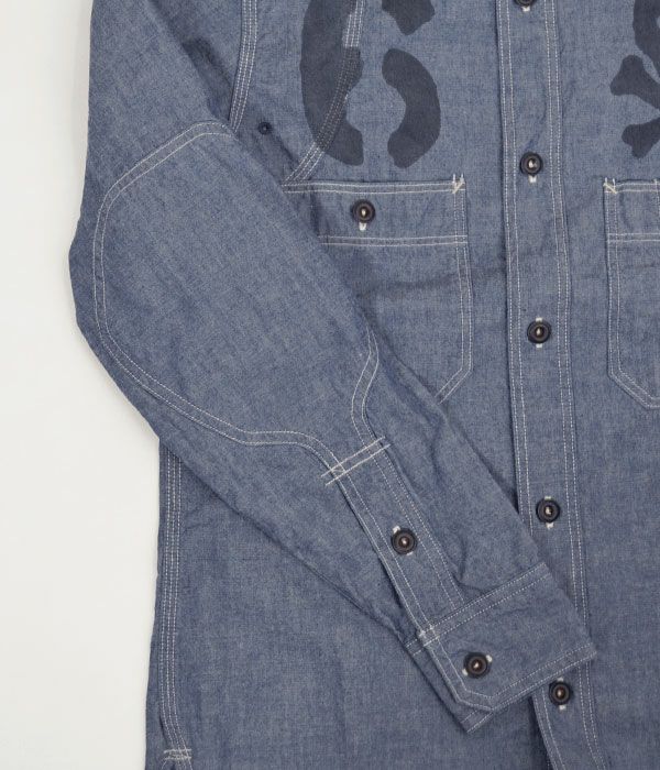 フリーホイーラーズ (FREEWHEELERS) -U.S.COAST GUARD 6- HAMMERSMITH カスタムシャツ 長袖プリントシャツ シャンブレーシャツ 1933007