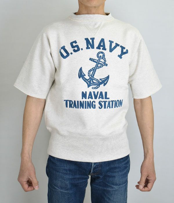 フリーホイーラーズ (FREEWHEELERS) “NAVAL TRAINING STATION”SET-IN CUT-OFF SLEEVE SWEAT SHIRT 半袖プリントスウェット Tシャツ 2024002