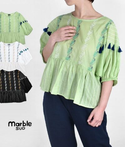 セール】マーブルシュッド (marble SUD) trick flower 裾タックパンツ