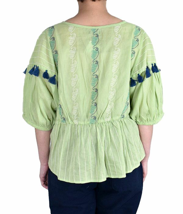 マーブルシュッド (marble SUD) グレープチック Volume SL BL 5分袖刺繍プルオーバーシャツ ブラウス 05AS305018