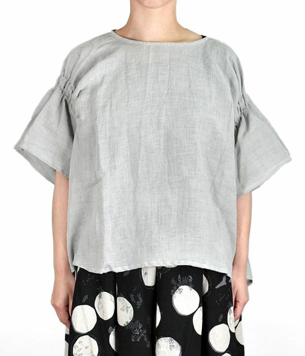 マーブルシュッド (marble SUD) Linen ワッシャー シャーリング BL 半袖プルオーバーシャツ ブラウス 05AM046098