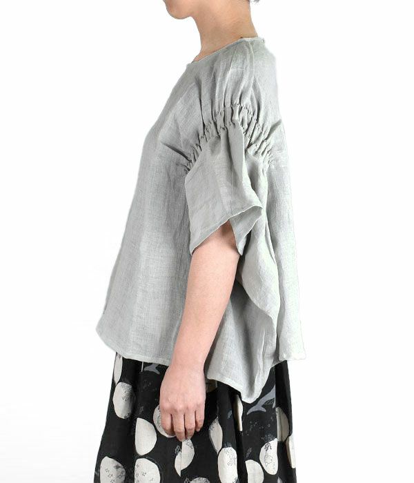 マーブルシュッド (marble SUD) Linen ワッシャー シャーリング BL 半袖プルオーバーシャツ ブラウス 05AM046098