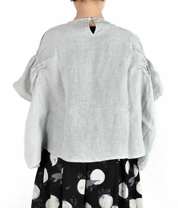 マーブルシュッド (marble SUD) Linen ワッシャー シャーリング BL 半袖プルオーバーシャツ ブラウス 05AM046098