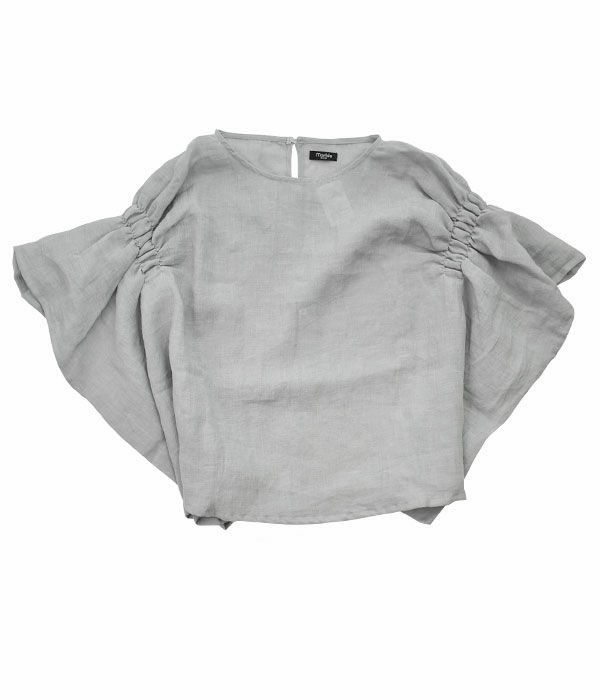 マーブルシュッド (marble SUD) Linen ワッシャー シャーリング BL 半袖プルオーバーシャツ ブラウス 05AM046098 06. L,GRY
