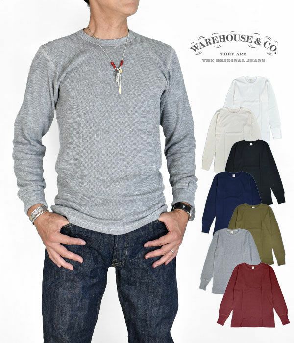 ウエアハウス(WAREHOUSE)Lot 5903 4本針クルーネックワッフル長袖T 長袖サーマルTシャツ5903