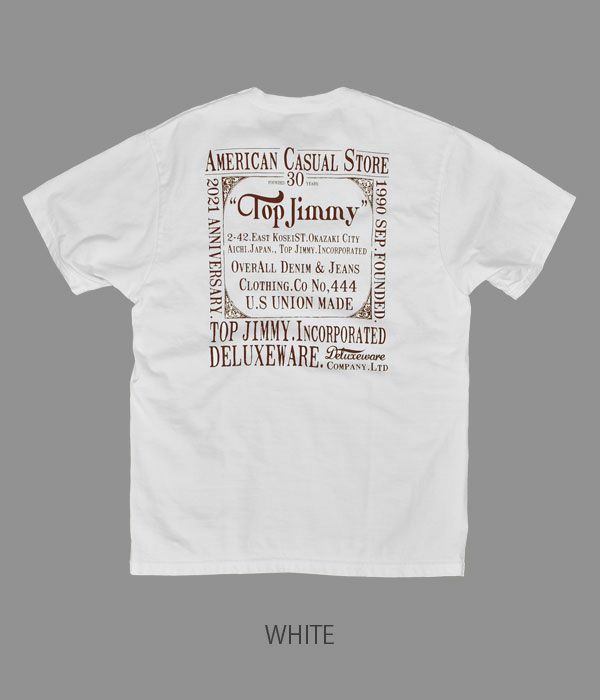 デラックスウエア (DELUXEWARE)30th TOP JIMMY 半袖プリントTシャツ BSP-TJ1 WHITE