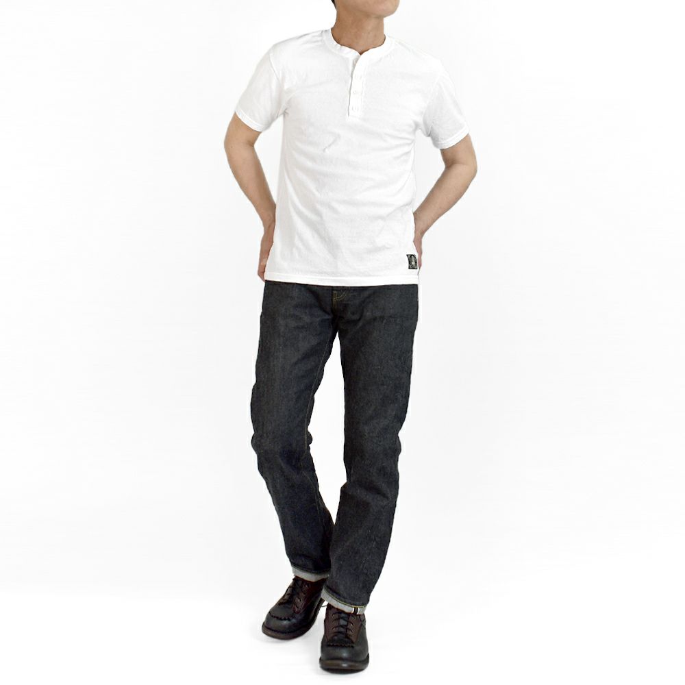 ダリーズ (DALEE'S&Co)<br> Spinner [1920s HENLEY NECK]<br> 半袖ヘンリーネックTシャツ<br> WHITE / DOPE.BLK / GRY.WASH