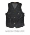 フリーホイーラーズ (FREEWHEELERS) "TRACKWALKER" VEST コットンベスト 2121017  BLACK WABASH STRIPE CHAMBRAY