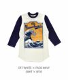 フリーホイーラーズ (FREEWHEELERS) Japanese Oriental Art Style “YOSEMITE NATIONAL PARK” 8分袖セットインスリーブシャツ ロンT 2125020  OFF-WHITE × FADE NAVY