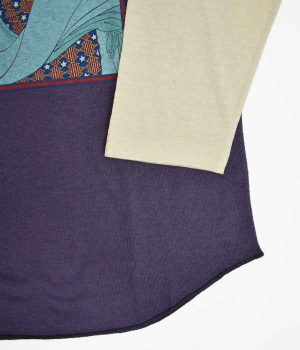 フリーホイーラーズ (FREEWHEELERS) Japanese Oriental Art Style Souvenir Collection -自由婦女人相- 8分袖プリントTシャツ ロンT ラグランスリーブ 2125022