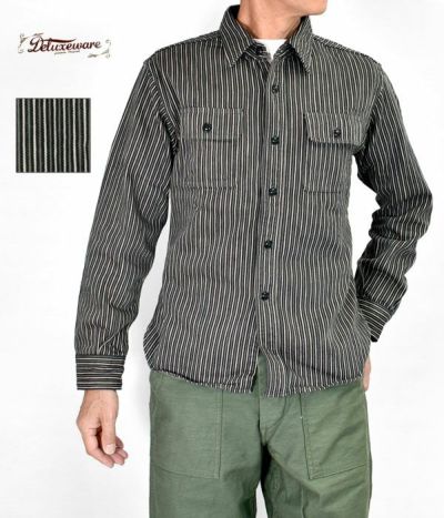 デラックスウエア (DELUXEWARE) HICKORY NEL SHIRT 長袖ヒッコリー