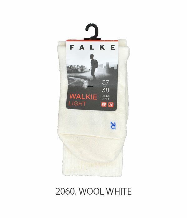 ファルケ (FALKE) WALKIE LIGHT SOCKS ウォーキーライト ソックス 靴下 16486 2060. WOOL WHITE