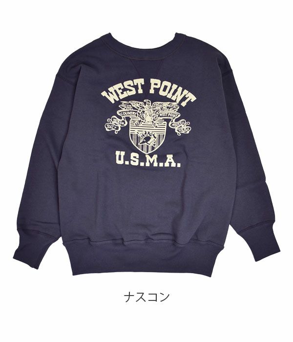 ウエアハウス (WAREHOUSE) WEST POINT 長袖プリントスウェットシャツ