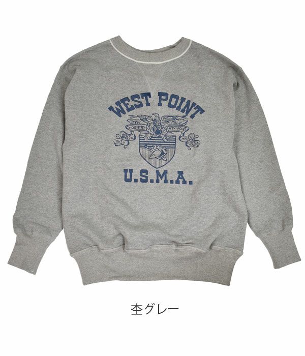 ウエアハウス (WAREHOUSE) WEST POINT 長袖プリントスウェットシャツ