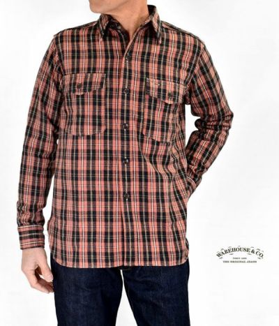 ウエアハウス (WAREHOUSE) FLANNEL SHIRTS WITH CHINSTRAP ONE WASH 長袖チェックシャツ 3022  の通販ならトップジミー