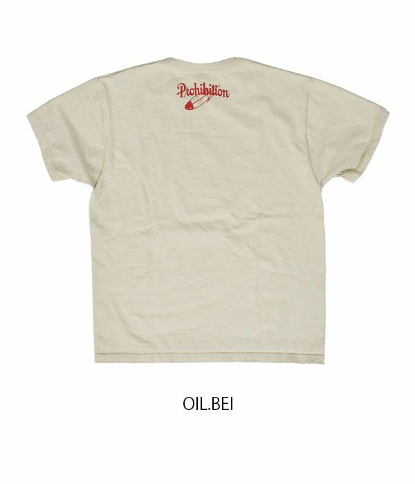 デラックスウエア (DELUXEWARE) PROHIBITION 半袖プリントTシャツ DXT-2202 OIL.BEI