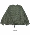  ケレン(KELEN) LEAF PRINT DESIGN TOPS "BEATA" 長袖ブラウス シャツ LKL22FBL9  GREEN