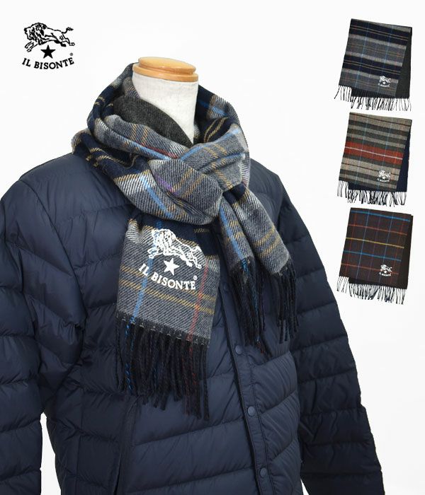 イルビゾンテ (IL BISONTE) CHECK WOOL STOLE マフラー ストール チェックストール 54222-3-09481 54222309481