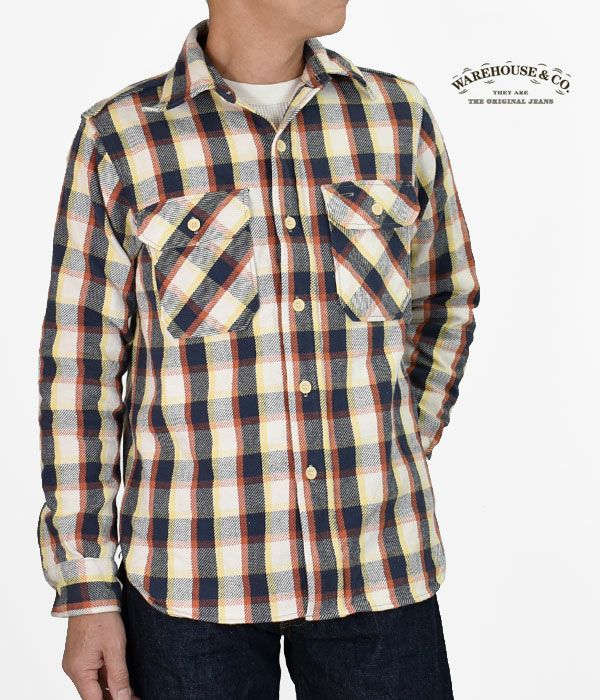 ウエアハウス (WAREHOUSE) FLANNEL SHIRTS(E柄) 長袖チェックネルシャツ 3104