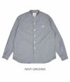 トン (DANTON) WOMEN'S OXFORD BAND COLLAR SHIRT L/S バンドカラー チェックシャツ JD-3606TRD　NAVY GINGHAM