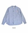 ダントン (DANTON) WOMEN'S PLAIN OXFORD BAND COLLAR SHIRT L/S コットンノーカラー長袖シャツ バンドカラーシャツ JD-3606YOX BLUE