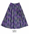 ル グラジック (LE GLAZIK) GATHER FLARE SKIRTバティックプリント ギャザーフレアスカート ミモレ丈 LG-F0012BTK  PURPLE(BRICK)