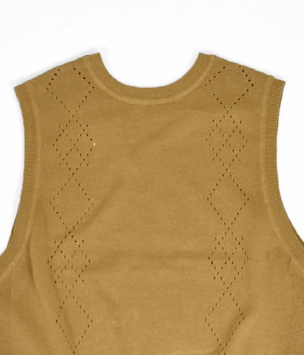 ソソット (sosotto) 針抜きアーガイル前後2WAYサイドリボンベスト コットンリネンベスト 42313314