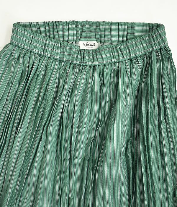 【セール】 ル グラジック (LE GLAZIK) ELASTIC PLEATS SKIRT プリーツ ストライプ スカート LG-F0013CEC