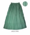 ル グラジック (LE GLAZIK) ELASTIC PLEATS SKIRT プリーツ ストライプ スカート LG-F0013CEC GREEN STRIPE