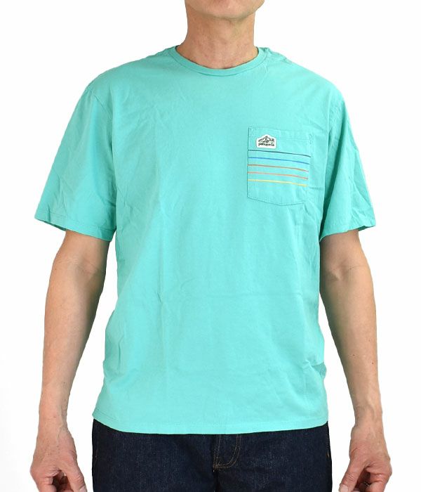 パタゴニア (PATAGONIA) M's Line Logo Ridge Stripe Organic Pocket T-Shirt 半袖プリントTシャツ ポケT 37587