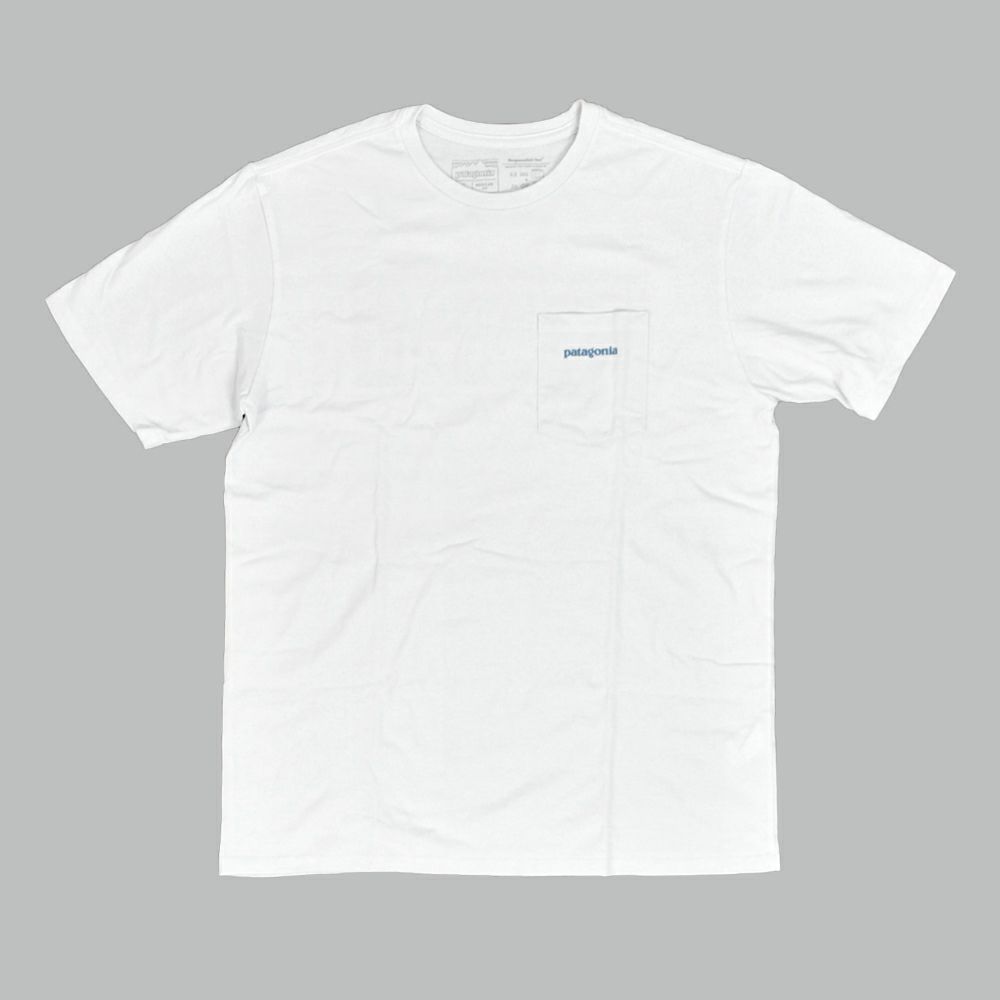 パタゴニア (PATAGONIA) メンズ ボードショーツ ロゴ ポケット レスポンシビリティー Men's Boardshort Logo Pocket Responsibili-Tee 半袖プリントTシャツ ポケT 37655 WHI(White)