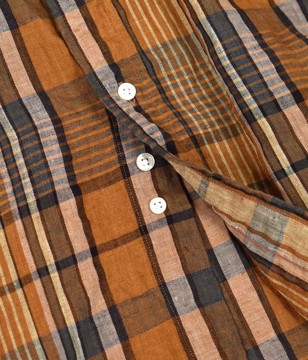 オアスロウ (orSlow) LINEN BUTTON DOWN SAFARI SHIRT 長袖チェックシャツ リネンシャツ ボタンダウンシャツ 01-8113