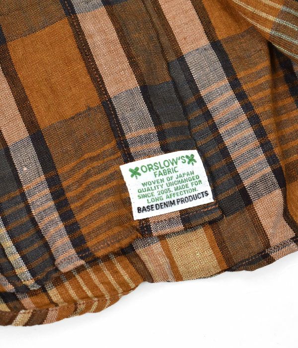 オアスロウ (orSlow) LINEN BUTTON DOWN SAFARI SHIRT 長袖チェックシャツ リネンシャツ ボタンダウンシャツ 01-8113