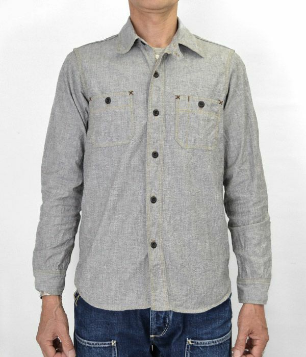 フリーホイーラーズ (FREEWHEELERS) -NEAL- SHIRT 1926 STYLE WORK CLOTHING WHITE PEPPER CHAMBRAY BLACK PEPPER CHAMBRAY ニールシャツ 長袖ワークシャツ シャンブレーシャツ 2513102 WHITE PEPPER CHAMBRAY