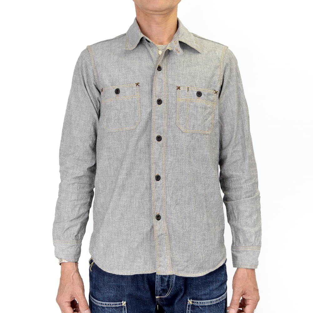 フリーホイーラーズ (FREEWHEELERS) -NEAL- SHIRT 1926 STYLE WORK CLOTHING WHITE PEPPER CHAMBRAY BLACK PEPPER CHAMBRAY ニールシャツ 長袖ワークシャツ シャンブレーシャツ 2513102 WHITE PEPPER CHAMBRAY