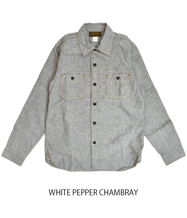 フリーホイーラーズ (FREEWHEELERS) -NEAL- SHIRT 1926 STYLE WORK CLOTHING WHITE PEPPER CHAMBRAY BLACK PEPPER CHAMBRAY ニールシャツ 長袖ワークシャツ シャンブレーシャツ 2513102 WHITE PEPPER CHAMBRAY