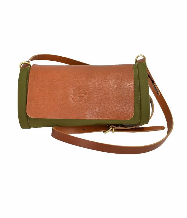 イルビゾンテ (IL BISONTE) ショルダーバッグ レザー クロスボディバッグ 41181-9 411819 19.オリーブ×あか茶