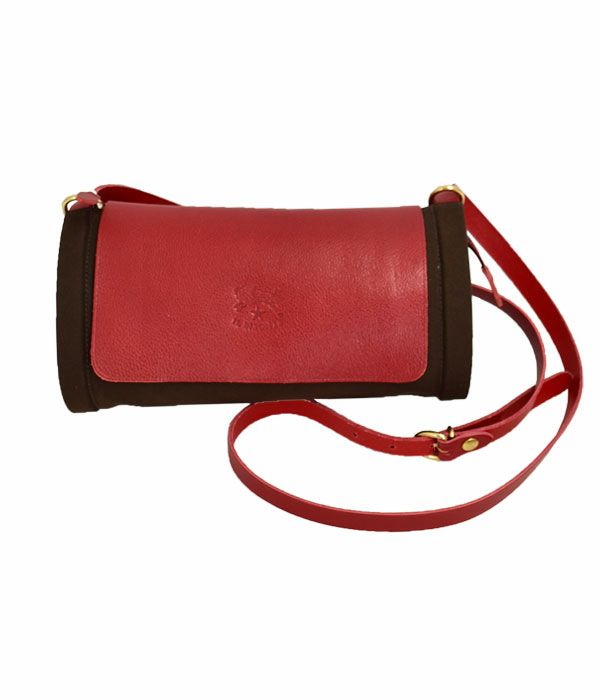 イルビゾンテ (IL BISONTE) ショルダーバッグ レザー クロスボディバッグ 41181-9 411819 90.こげ茶/レッド