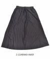 ブリスバンチ (Bliss bunch) ギャザースカート シルケット加工A634-248  2-2.D/KHAKI×NAVY