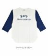 ウエアハウス (WAREHOUSE) Lot4800 7分袖ベースボールT NAVY CROSS COUNTRY プリントTシャツ 4800 クリーム/ネイビー