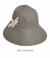 アブ (ABU) MOTIF LACE HAT フラワーレース付きペーパーハット 帽子 NH-011M GREY×OFF WHITE