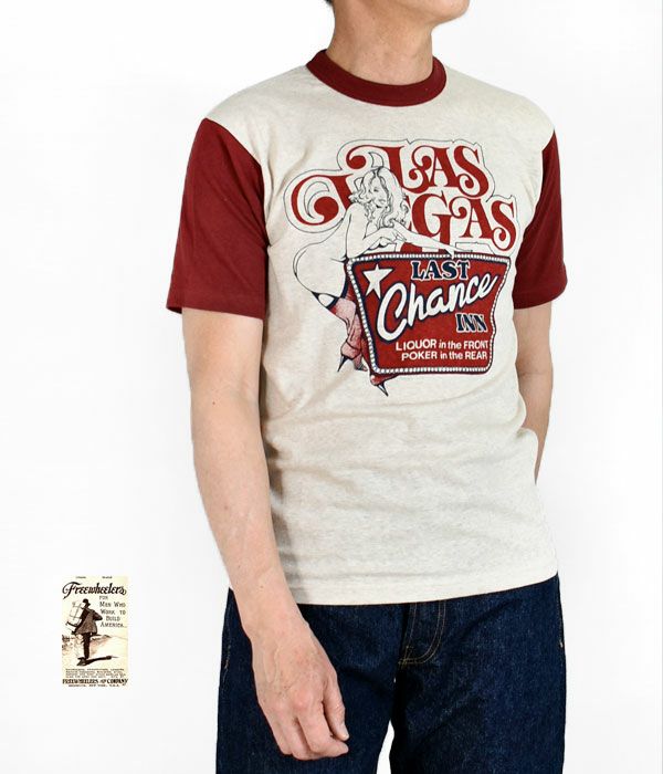 フリーホイーラーズ (FREEWHEELERS)
LAS VEGAS "STRIPPER"
OATMEAL×CRIMSON
半袖プリントTシャツ
2325013