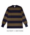 フリーホイーラーズ (FREEWHEELERS) "HORIZONTAL STRIPED" SET-IN LONG SLEEVE T-SHIRT 長袖ボーダーTシャツ ロンT 2325026 OLD NAVY×GRAY KHAKI