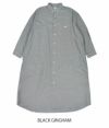 ダントン (DANTON) WOMEN'S CMX DOT BUTTON B.D LONG SHIRT ギンガムチェック シャツワンピース DT-G0049CMX  BLACK GINGHAM