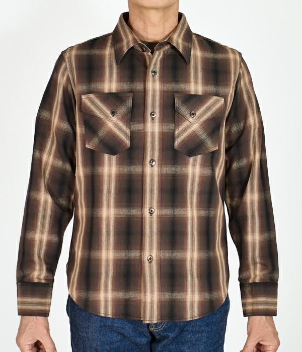 デラックスウエア (DELUXEWARE) DARK.OMBRE 長袖チェックネルシャツ MVS-10