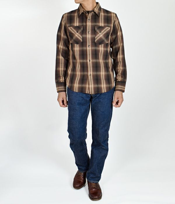 デラックスウエア (DELUXEWARE) DARK.OMBRE 長袖チェックネルシャツ MVS-10